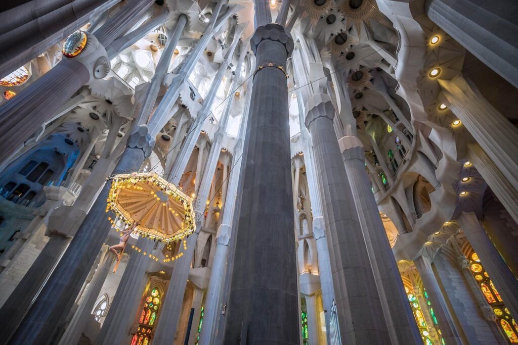 la sagrada família, cathedral, columns, barcelona, basilica, crucifixion, jesus, religion, architecture, interior, spain, barcelona, barcelona, barcelona, barcelona, barcelona